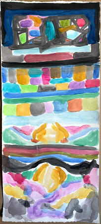 Autobiography - watercolor on paper, 22" x 10"