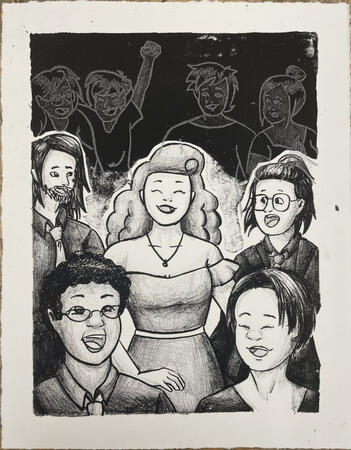Sing Together in Spirit - lithograph - 14" x 11"