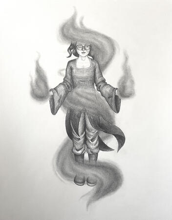 Dissipate - graphite and charcoal on paper - 17" x 14"